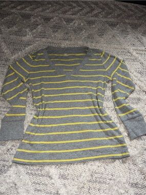 GAP Gray and Yellow Supersoft Striped Shirt